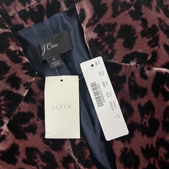 J. Crew Size 2 Velvet Leopard Print Drapey Double Breasted Blazer Jacket J9067 - Picture 6 of 9